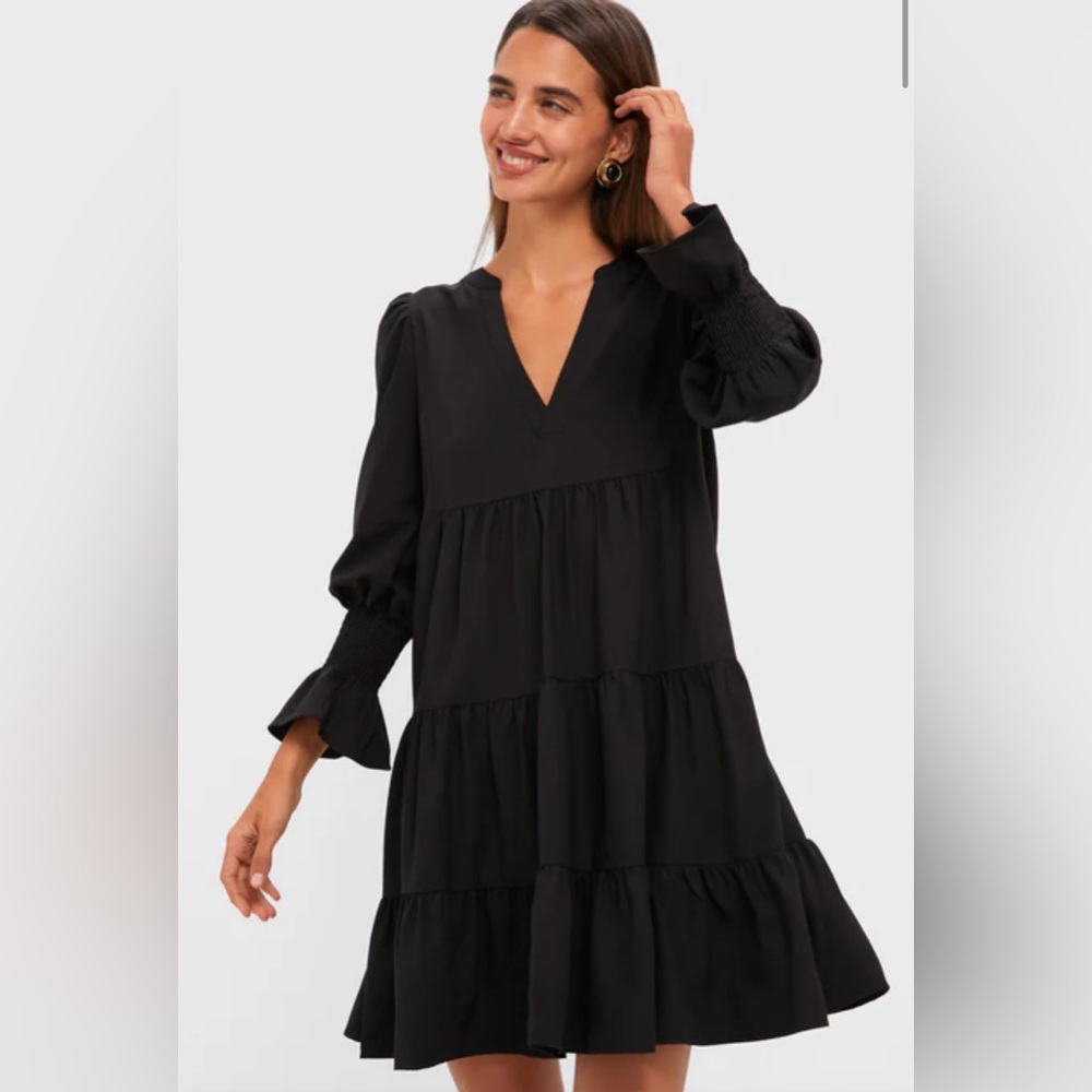 Tuckernuck x Pomander Place | Black Crepe Kenzo Dress Small Long Sleeve V-Neck